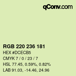 Color code: RGB 220 236 181 | qconv.com