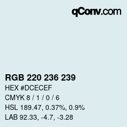 Farbcode: RGB 220 236 239 | qconv.com