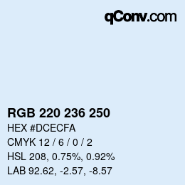 Color code: RGB 220 236 250 | qconv.com