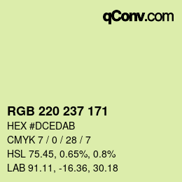 Código de color: RGB 220 237 171 | qconv.com