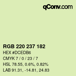 颜色代码: RGB 220 237 182 | qconv.com
