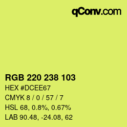 Color code: RGB 220 238 103 | qconv.com