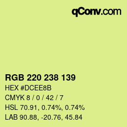 Color code: RGB 220 238 139 | qconv.com