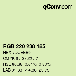 Color code: RGB 220 238 185 | qconv.com