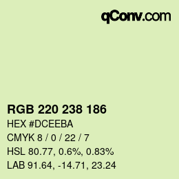 颜色代码: RGB 220 238 186 | qconv.com