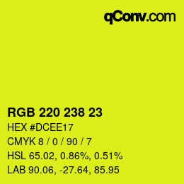 Color code: RGB 220 238 23 | qconv.com