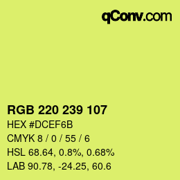 Color code: RGB 220 239 107 | qconv.com