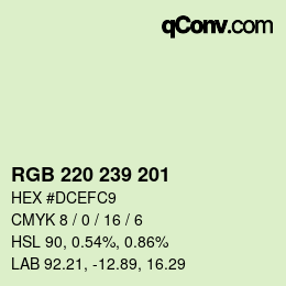 Color code: RGB 220 239 201 | qconv.com
