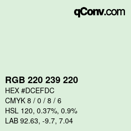 Farbcode: RGB 220 239 220 | qconv.com
