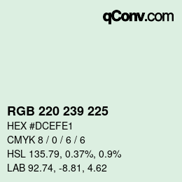 Farbcode: RGB 220 239 225 | qconv.com