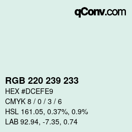 颜色代码: RGB 220 239 233 | qconv.com