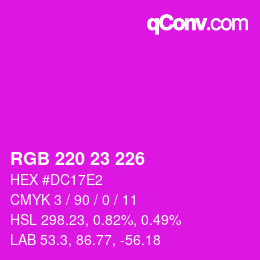 Farbcode: RGB 220 23 226 | qconv.com