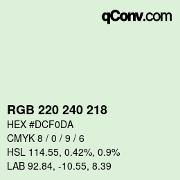 Color code: RGB 220 240 218 | qconv.com