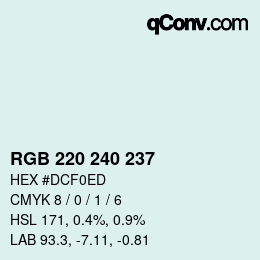 Color code: RGB 220 240 237 | qconv.com