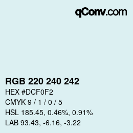 Color code: RGB 220 240 242 | qconv.com