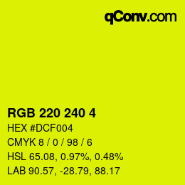 カラーコード: RGB 220 240 4 | qconv.com