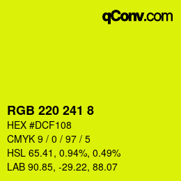 カラーコード: RGB 220 241 8 | qconv.com