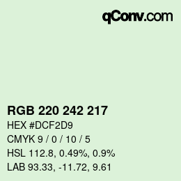 颜色代码: RGB 220 242 217 | qconv.com