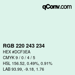 Color code: RGB 220 243 234 | qconv.com