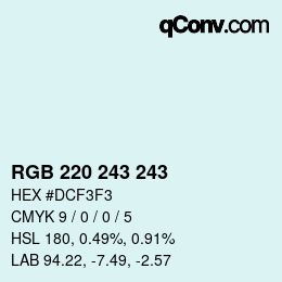 Color code: RGB 220 243 243 | qconv.com