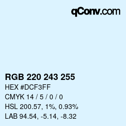 Color code: RGB 220 243 255 | qconv.com