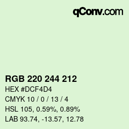 Color code: RGB 220 244 212 | qconv.com