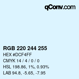 カラーコード: RGB 220 244 255 | qconv.com