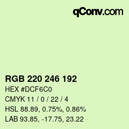 Color code: RGB 220 246 192 | qconv.com