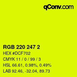 カラーコード: RGB 220 247 2 | qconv.com