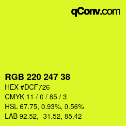 カラーコード: RGB 220 247 38 | qconv.com