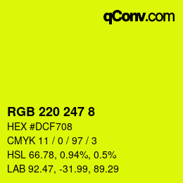 颜色代码: RGB 220 247 8 | qconv.com