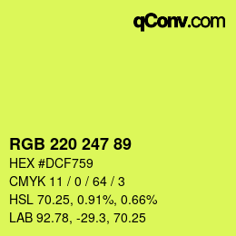 Color code: RGB 220 247 89 | qconv.com