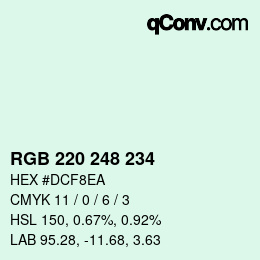 Color code: RGB 220 248 234 | qconv.com