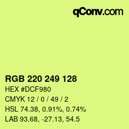 Color code: RGB 220 249 128 | qconv.com