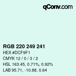 Color code: RGB 220 249 241 | qconv.com