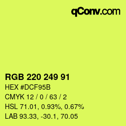 カラーコード: RGB 220 249 91 | qconv.com