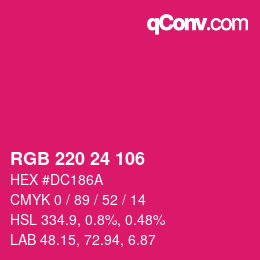 颜色代码: RGB 220 24 106 | qconv.com