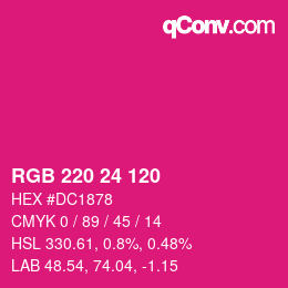 颜色代码: RGB 220 24 120 | qconv.com