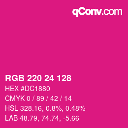 Color code: RGB 220 24 128 | qconv.com