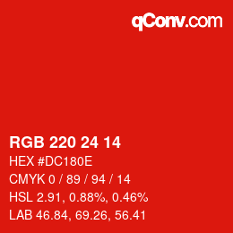 Color code: RGB 220 24 14 | qconv.com