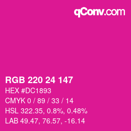 颜色代码: RGB 220 24 147 | qconv.com