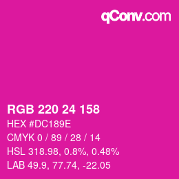 Color code: RGB 220 24 158 | qconv.com