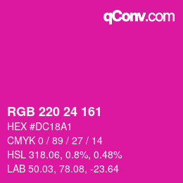 Color code: RGB 220 24 161 | qconv.com