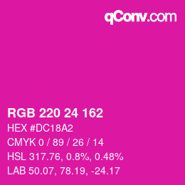 颜色代码: RGB 220 24 162 | qconv.com
