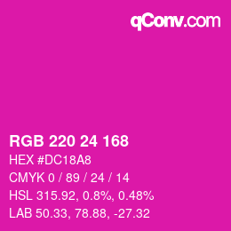 カラーコード: RGB 220 24 168 | qconv.com