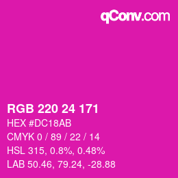 颜色代码: RGB 220 24 171 | qconv.com