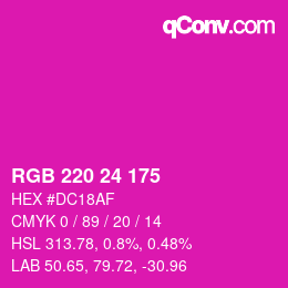 颜色代码: RGB 220 24 175 | qconv.com