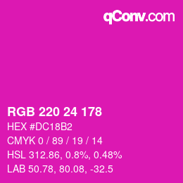 颜色代码: RGB 220 24 178 | qconv.com