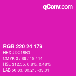 Color code: RGB 220 24 179 | qconv.com