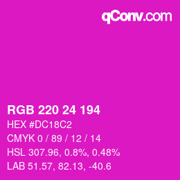 颜色代码: RGB 220 24 194 | qconv.com